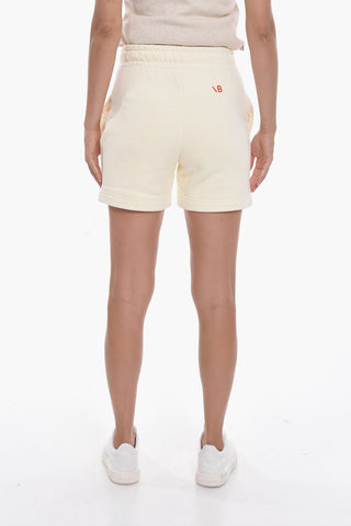 Shorts in Cotone Garzato con Logo Ricamato