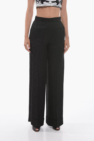 Wide Leg Trousers with Allover Monogram