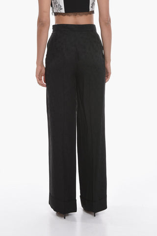 Wide Leg Trousers with Allover Monogram