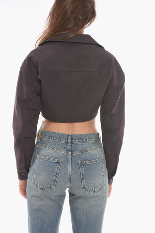 Cotton-twill Cropped Cargo Shirt with Ruched Detailing