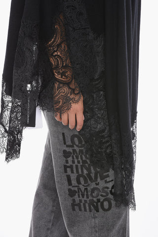 Cape Sleeve Cashmere Cardigan with Lace Detail