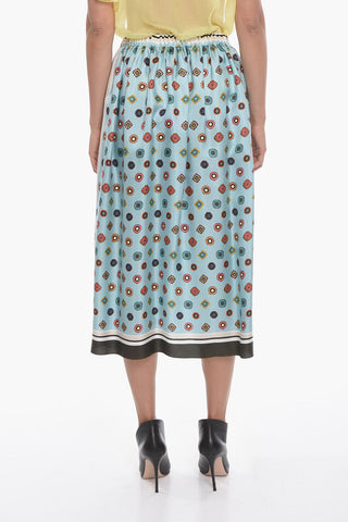 Silk-satin GIANNA Flared Long Skirt
