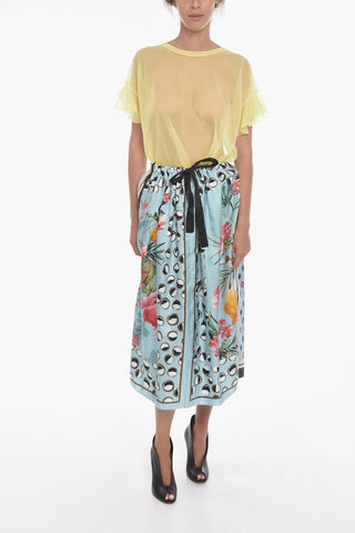 Silk-satin GIANNA Flared Long Skirt