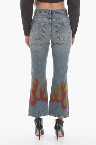Jeans Svasati con Stampa FLAME e Dettaglio Distress 23cm
