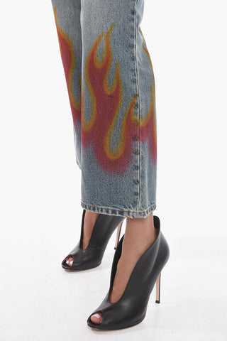 Jeans Svasati con Stampa FLAME e Dettaglio Distress 23cm