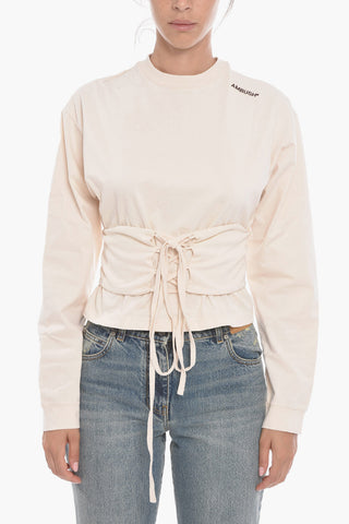 Long-sleeved T-shirt with Waist TIe-strap