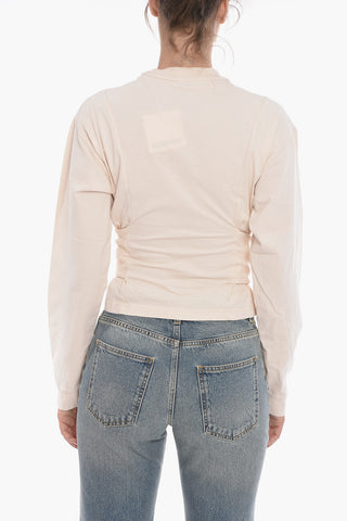 Long-sleeved T-shirt with Waist TIe-strap