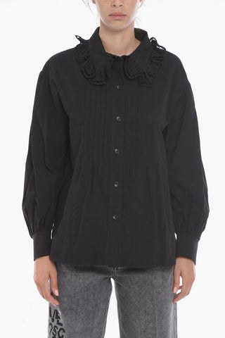 SEE BY Embroidered Collar Cotton Tuxedo Shirt