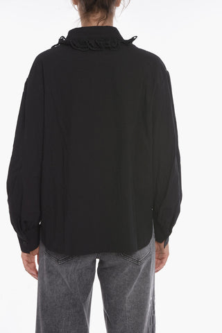 SEE BY Embroidered Collar Cotton Tuxedo Shirt