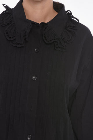 SEE BY Embroidered Collar Cotton Tuxedo Shirt