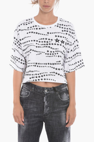 Tulle Double-layere Cotton Crop T-Shirt