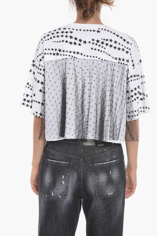 Tulle Double-layere Cotton Crop T-Shirt