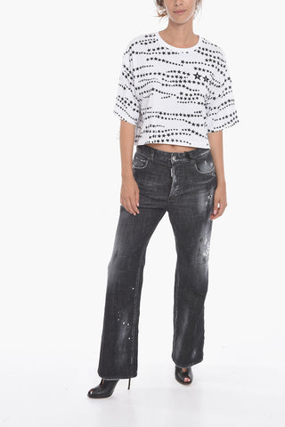 Tulle Double-layere Cotton Crop T-Shirt