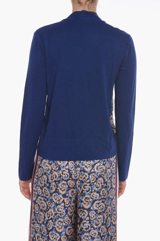 Cotton Blend Cardigan with Silk Inserts