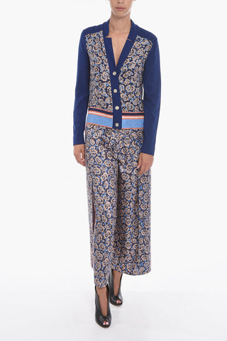 Cotton Blend Cardigan with Silk Inserts