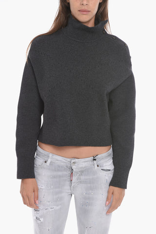 Cashmere-blend Turtleneck Sweather with Dropped Shoulder