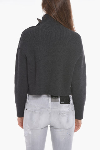 Cashmere-blend Turtleneck Sweather with Dropped Shoulder
