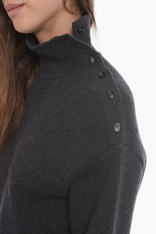 Cashmere-blend Turtleneck Sweather with Dropped Shoulder
