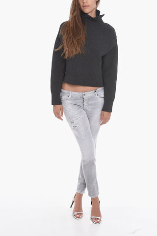 Cashmere-blend Turtleneck Sweather with Dropped Shoulder
