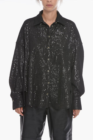 Sequined BILBAO Oversized Shirt with Breast Pocket