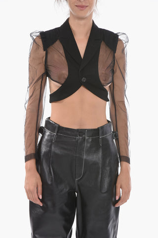 NOIR KEI NINOMIYA Blazer Crop in Mesh