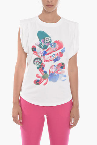 Pleated Sleeve Printed Cotton ZUTTI T-Shirt