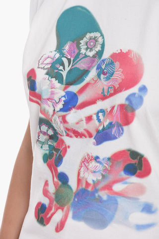 Pleated Sleeve Printed Cotton ZUTTI T-Shirt