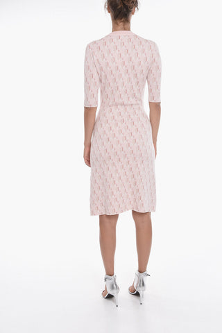 Vestito Logato in Lana Merino con Applicazione Logo