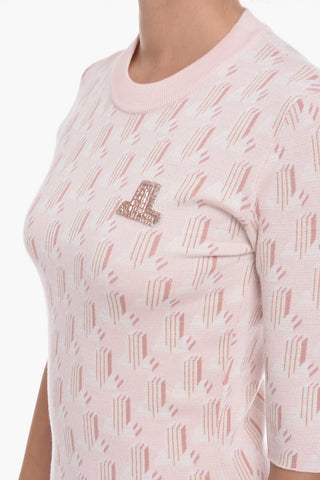 Vestito Logato in Lana Merino con Applicazione Logo