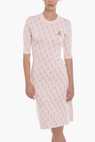 Vestito Logato in Lana Merino con Applicazione Logo