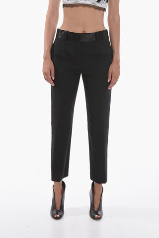 Wool Blend COSMOS Pants with Satin Detail