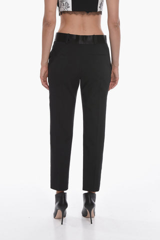 Wool Blend COSMOS Pants with Satin Detail