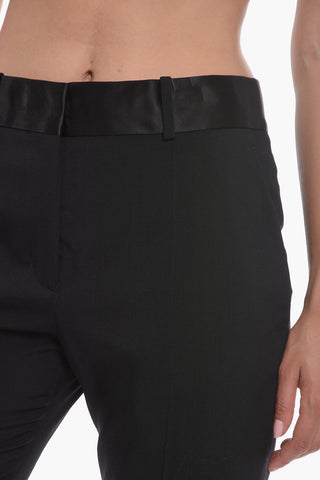 Wool Blend COSMOS Pants with Satin Detail
