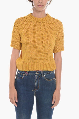 Short-sleeved BOXY Alpaca Blend Sweater