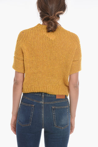Short-sleeved BOXY Alpaca Blend Sweater