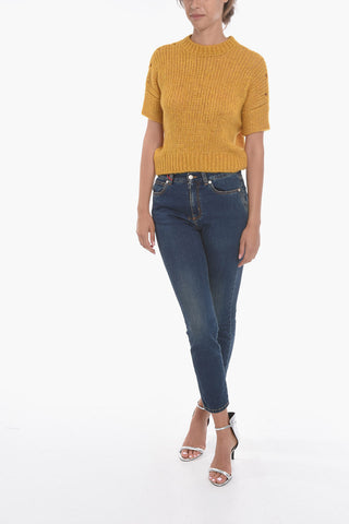Short-sleeved BOXY Alpaca Blend Sweater