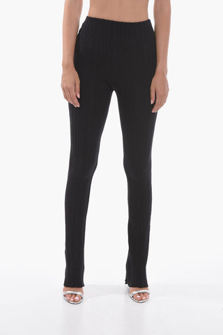 Pantaloni Flare a Costine a Vita Alta