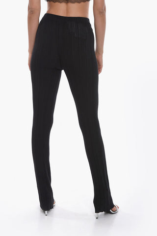 Pantaloni Flare a Costine a Vita Alta