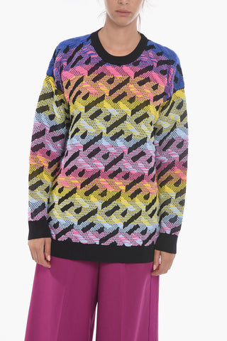 Crew Neck LA GRECA Jacquard Wool Blend Pullover