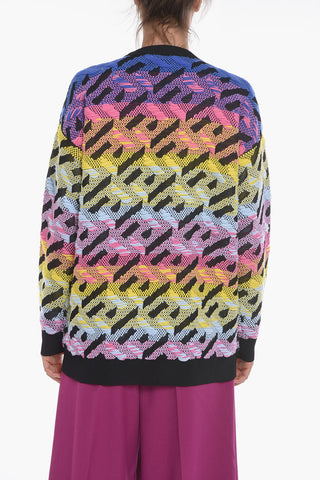 Crew Neck LA GRECA Jacquard Wool Blend Pullover