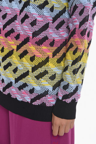 Crew Neck LA GRECA Jacquard Wool Blend Pullover