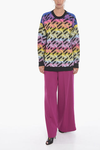 Crew Neck LA GRECA Jacquard Wool Blend Pullover
