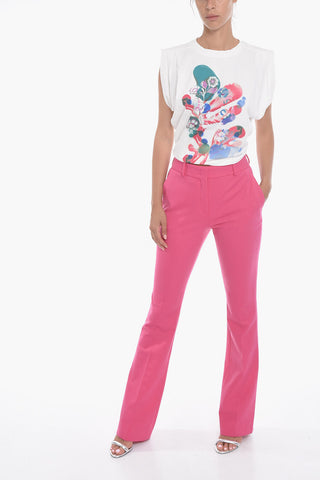 Wool Blend Bootcut Pants with Hidden Closure