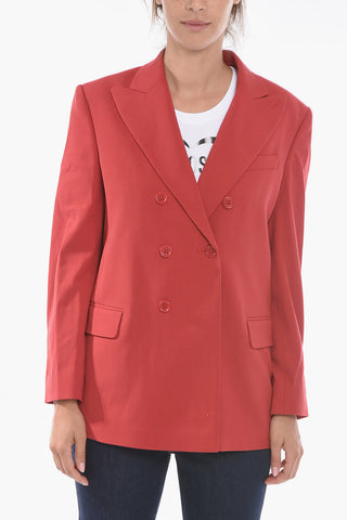 Double-breasted Unlined Blazer with Peak Lapel