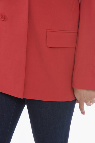 Double-breasted Unlined Blazer with Peak Lapel