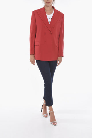 Double-breasted Unlined Blazer with Peak Lapel