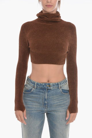 Maglia Crop LA CAGOULE a Collo Alto in Ciniglia