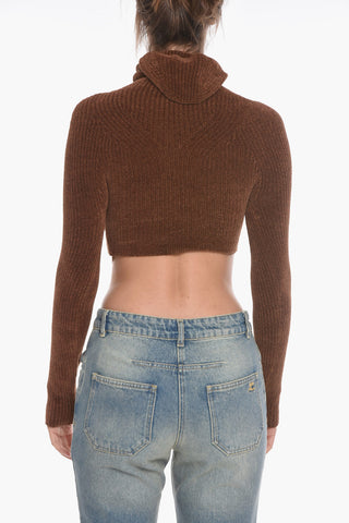 Maglia Crop LA CAGOULE a Collo Alto in Ciniglia