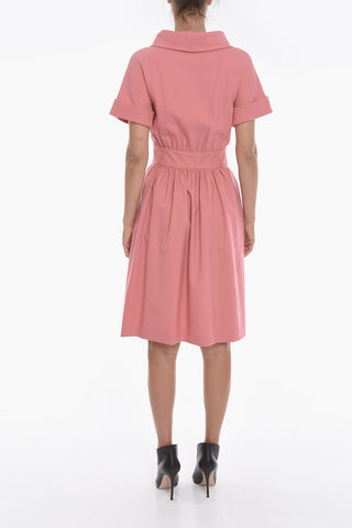 BOUTIQUE Wool Blend Short-sleeved Dress with Self-tie Detailing