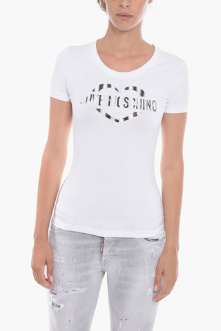Slim Fit Cotton T-Shirt with Reflective Logo